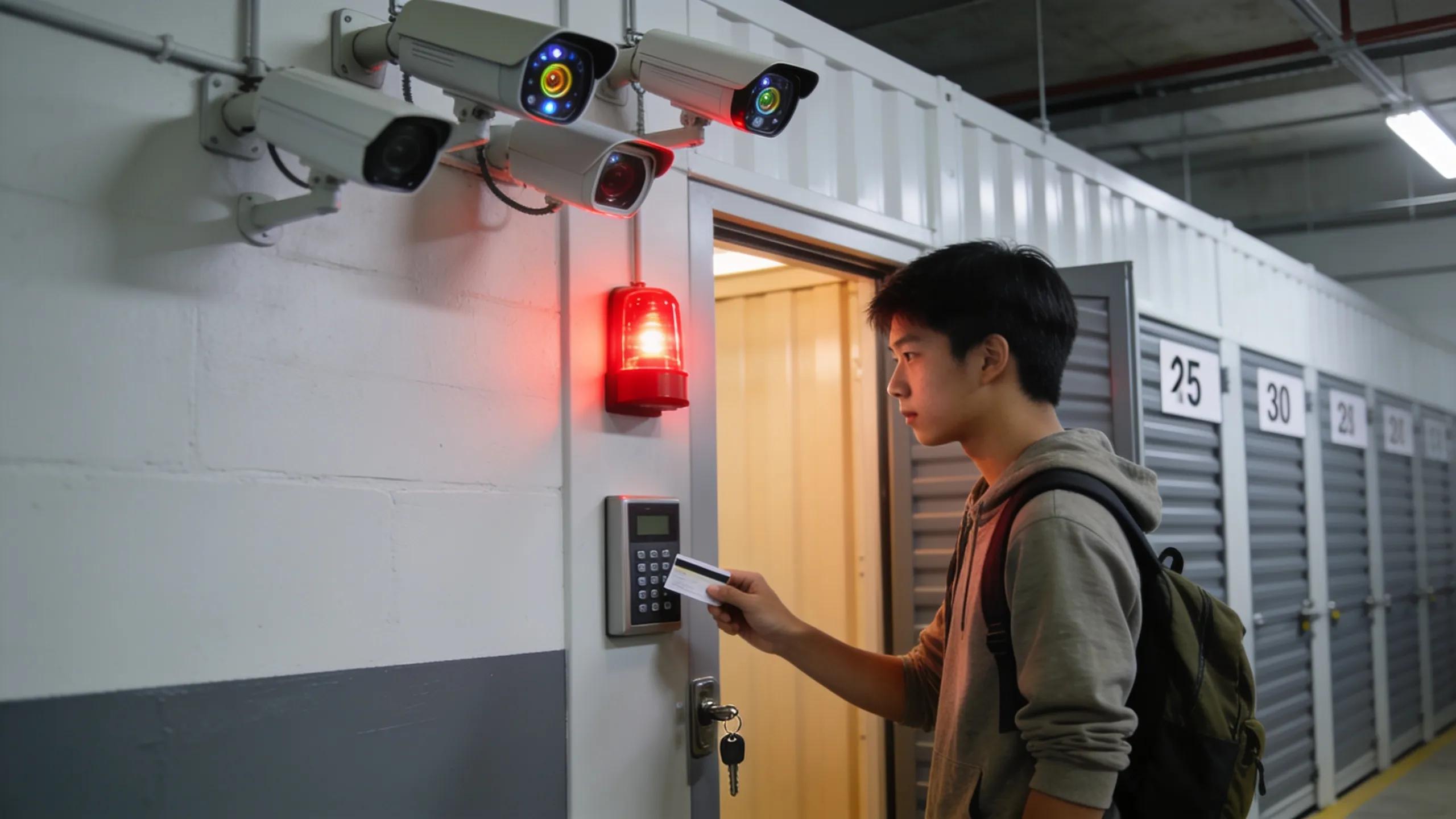 Safe storage environment at a self-storage facility, featuring security measures like CCTV and alarms