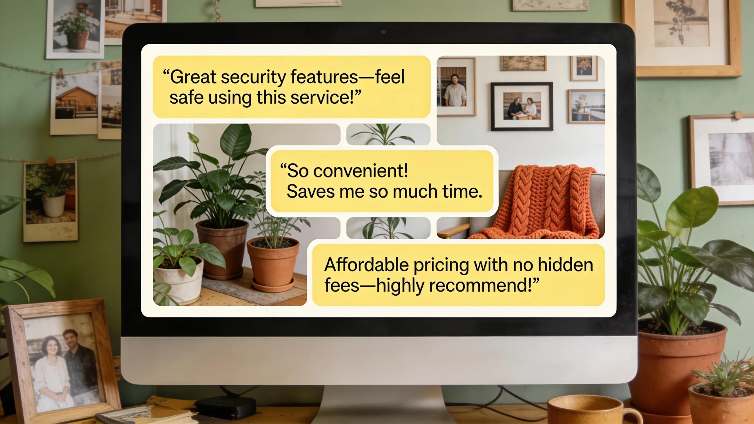 Collage of positive customer reviews about 24/7 self-storage experience emphasizing satisfaction